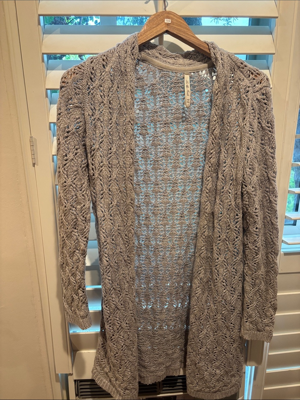 Open-Front Knit Cardigan Sweater - Light Gray